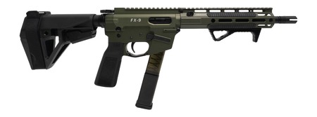 [810165560109] Freedom Ordance FX9P10E-ODG FX9P Elite 9mm Luger 10" Black Nitride Threaded Barrel, OD Green Anodized Aluminum Receiver w/Picatinny Rail, M-LOK Handguard, Black Polymer SB Tactical SBA5 Brace, Black P