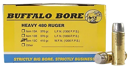 [651815013237] Buffalo Bore Ammunition 13C20 Heavy Strictly Business 480Ruger 410gr Wide Flat Nose 20 Per Box/12 Case