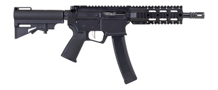 [810141222748] Dpms Panther Arms DP51655221916 Kitty Kat S9 9mm Luger 33+1 8" Black Nitride Heavy Threaded Barrel, Black Hardcoat Anodize Aluminum Receiver w/Picatinny Rail, DPMS Quad Rail Handguard, Black Polymer S