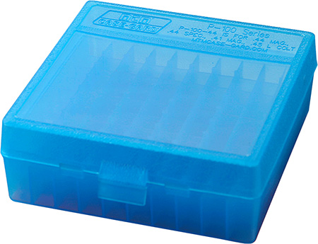 [026057114248] MTM Case-Gard P1004424 Case-Gard P-100 Multi-Caliber Handgun Clear Blue Polypropylene 100rd