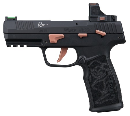 [798681741281] Sig Sauer 322CROSERS P322 Rose w/Optic 22 LR 20+1 4" Black Barrel, Black Anodized Serrated w/Optic Slide, Black Stainless Steel Frame w/Picatinny Rail, Rose Laser Engraved Black Polymer Grip, Sig ROME