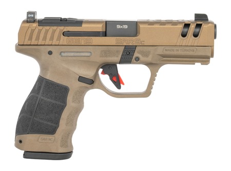 [810075873788] Sarsilmaz SAR9CG3BR10 SAR9 Gen3 Compact 9mm Luger 10+1 4.10" Black Barrel, Bronze Steel Optic Cut/Serrated Slide, Bronze Polymer Frame w/Picatinny Rail, Textured Grip, RMSc Footprint