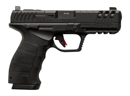 [810075873122] Sarsilmaz SAR9G3BL10 SAR9 Gen3 Full Size 9mm Luger 10+1 4.50" Black Barrel, Black Steel Optic Cut/Serrated Slide, Black Polymer Frame w/Picatinny Rail, Interchangeable Backstrap Grip, RMSc Footprint