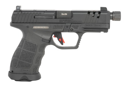 [810075874150] Sarsilmaz SAR9CSOCOMBL10 SAR9 SOCOM Compact 9mm Luger 10+1 4.70" Black Threaded Barrel, Black Steel Optic Cut/Serrated Slide, Black Polymer Frame w/Picatinny Rail, Interchangeable Backstrap Grip, RMSc