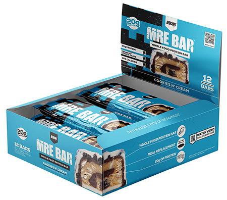 [810197250672] Redcon1 RC1MREBCC12 MRE Protein Bar Cookies N Cream 12 Pack