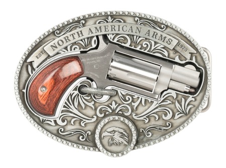 [744253004001] North American Arms 22MSBBO Chuckwagon w/Belt Buckle 22 Mag 5rd Shot 1.13" Matte Stainless Steel Barrel, Stainless Cylinder  &  Frame, Rosewood Grip