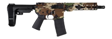 [810188107206] Shark Coast Tactical SCC07206M81-P Woodland Camo 5.56 NATO 30+1 Black Nitride Threaded Barrel, Aluminum Receiver w/Picatinny Rail, M-LOK Handguard, Polymer SB Tactical SBA3 Brace, Magpul MOE Grip, Rig