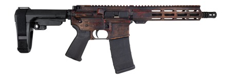 [810188107275] Shark Coast Tactical SCC07275RUST-P Rust 5.56 NATO 30+1 10.50" Black Nitride Threaded Barrel, Aluminum Receiver w/Picatinny Rail, M-LOK Handguard, Polymer SB Tactical SBA3 Brace, Magpul MOE Grip, Righ