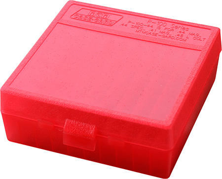 [026057114293] MTM Case-Gard P1004429 Ammo Box Flip-Top Multi Caliber Clear Red Polypropylene 100rd