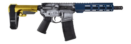 [810188107442] Shark Coast Tactical SCC07442P51-P P-51 Mustang 5.56 NATO 30+1 10.50" Black Nitride Threaded Barrel, Aluminum Receiver w/Picatinny Rail, M-LOK Handguard, Polymer SB Tactical SBA3 Brace, Magpul MOE Gri