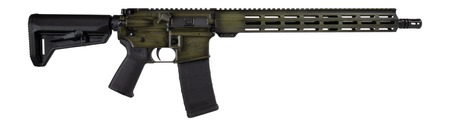 [810105512779] Shark Coast Tactical 300-044-1000-14 Distressed 5.56 NATO 30+1 16" Black Melonite Threaded Barrel, Green Distressed Cerakote Aluminum Receiver w/Picatinny Rail, M-LOK Handguard, Magpul MOE SL Black Po
