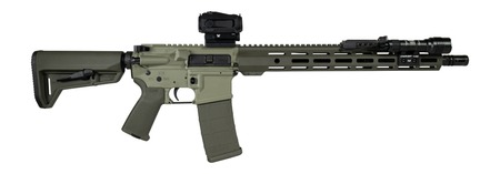 [810188104137] Shark Coast Tactical SCC04137GKNL Grassy Knoll Bundle 5.56 NATO 30+1 16" Black Melonite Threaded Barrel, 2-Tone Green Cerakote Aluminum Receiver w/Picatinny Rail, M-LOK Handguard, Magpul MOE SL OD Gre