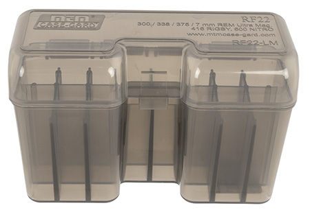 [026057224411] MTM Case-Gard RF22SM41 Ammo Box Flip-Top Multi Caliber Rifle Clear Smoke Polypropylene 22rd