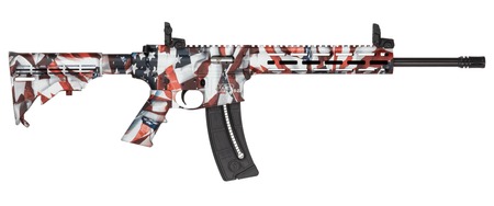 [022188904444] Smith  &  Wesson 14714 M & P15-22 Sport Flag 22 LR 25+1 16.50" Black Threaded Barrel, US Flag Cerakote Polymer Receiver w/Picatinny Rail, M-LOK Handguard, US Flag 6 Position CAR Polymer  &  AR Polymer Grip