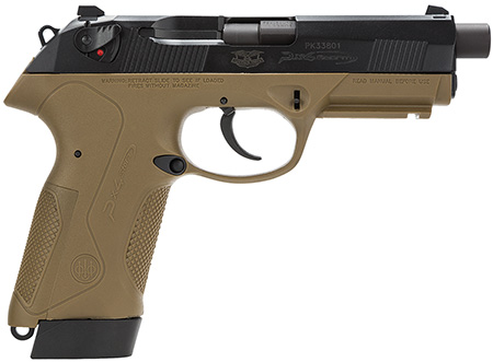 [082442819761] Beretta USA JXF5F45 Px4 Storm Special Duty Full Size Frame 45 ACP 10+1/9+1, 4.50" Black Barrel, Black Bruniton Serrated Steel Slide, FDE Polymer Frame w/Picatinny Rail  &  Interchangeable Backstrap Grip
