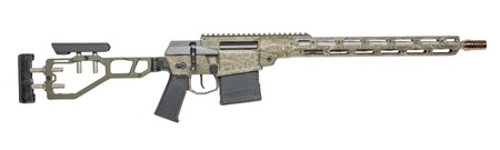 [199874483016] Cnc Firearms CNCQTOPO-G Q Fix 308 Win 16" Threaded Barrel, Green/Tan Topographic Receiver w/Picatinny Rail, Adjustable Folding Stock, AR Grip