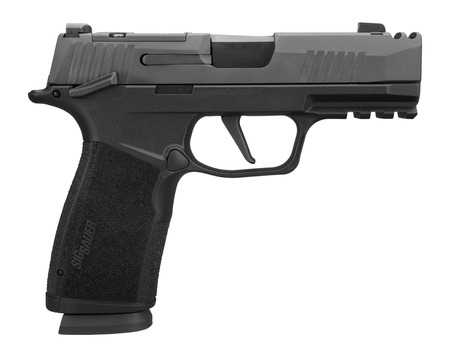 [798681738045] Sig Sauer 365XCA9COMPMS P365 XMacro COMP Compact 9mm Luger 17+1 3.10" Black Barrel, Black Nitron Stainless Steel Integrated Compensator/Optic Ready/Serrated Slide, Black Stainless Steel Frame w/Beaver
