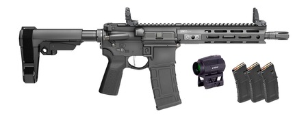 [706397005351] Springfield Armory STV995300BV2SBA3PAC SAINT Victor Gear Pac 300 Blackout 30+1 9.50" Black Nitride Threaded Barrel, Black Hardcoat Anodize Aluminum Receiver w/ Rail, M-LOK Handguard, Black Polymer SB