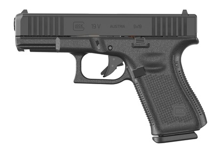 [764503069291] Glock UV1950201 G19 V Compact 9mm Luger 15+1 4.02" Black Barrel  &  Steel Serrated Slide, Black Polymer Frame w/Accessory Rail, Interchangeable Backstrap