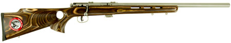 [062654257254] Savage Arms 25725 Mark II BTVS 22 LR Caliber with 5+1 Capacity, 21" Barrel, Satin Stainless Metal Finish, Fixed Thumbhole Natural Brown Laminate Stock  &  AccuTrigger Right Hand (Full Size)