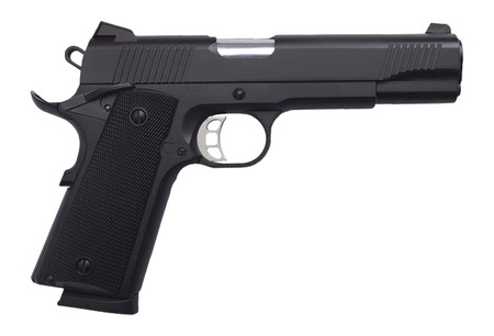 [711500175296] Tisas Arms 10100528 1911 Duty 45 ACP 8+1 5" Stainless Barrel, Black Cerakote Carbon Steel Serrated Slide  &  Frame w/Beavertail, Black Rubber Grip