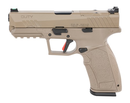 [711500175920] Tisas Arms 15000105 PX-9 Gen3 Duty 9mm Luger 20+1 4.12" Flat Dark Earth Carbon Steel Optic Ready/Serrated Slide, Flat Dark Earth Polymer Frame w/Picatinny Rail, Rubber Grip, RMR Footprint