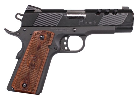 [796167791935] Iver Johnson Arms HAWK45P Hawk Commander 45 ACP 8+1 4.25" Black Ported Barrel, Matte Black Steel Ported/Serrated Slide, Matte Black Steel Frame w/Beavertail, Checkered Double Diamond Walnut Grip, Righ