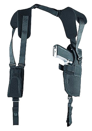 [043699830114] Uncle Mike's 83011 Sidekick Vertical Shoulder Holster Shoulder Size 01 Black Cordura Harness Fits Med/Large Semi Autos Fits 3-4" Barrel Right Hand