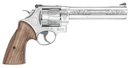 [022188905328] Smith  &  Wesson 14784 Model 629  N-Frame Large 44 S&W Spl/44 Rem Mag 6 Shot 6.50" Stainless Steel Engraved Barrel, Cylinder  &  Frame, Tyler Gun Works Bear Hugger Walnut Grip, Exposed Hammer