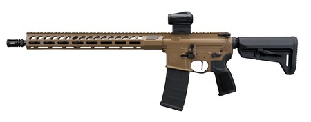 [798681744190] Sig Sauer RM400556N16BFORGEFDE M400 Forge 5.56 NATO 30+1 16" Flat Dark Earth Cerakote Alloy Receiver w/Picatinny Rail, M-LOK Handguard, Magpul SL-K Black Polymer Stock, Black Polymer Grip, Sig ROMEO M