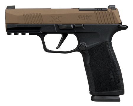 [798681746446] Sig Sauer 365XCA9FBZXR3 P365 XMacro Compact 9mm Luger 17+1 3.70"  Bronze Cerakote w/Freedom Engraving Stainless Steel Optic Ready/Serrated Slide, Black Stainless Steel Frame w/Beavertail  &  Picatinny R