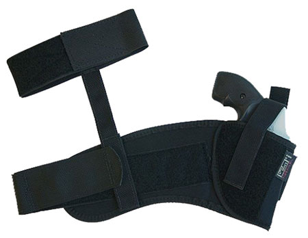 [043699882014] Uncle Mike's 88201 Ankle Holster Ankle Size 0 Black Kodra Nylon Velcro Fits Sm Frame 5rd Revolver w/Hammer Spur Fits 2" Barrel Right Hand
