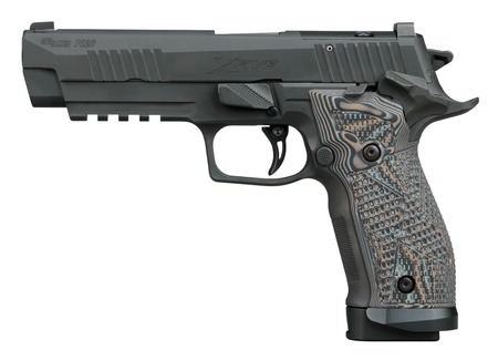 [798681721634] Sig Sauer 226X59XTMSAO P226 XFive Extreme Full Size 9mm Luger 10+1 5" Bull Barrel, Black Nitron Stainless Steel Optic Ready/Serrated Slide  &  Frame w/Beavertail  &  Picatinny Rail, Custom Hogue G10 Piran