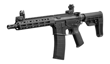 [857253008174] Tippmann Arms A101088 M4 Elite 22 LR 25+1 11" Black Parkerized Threaded Barrel, Black Parkerized Aluminum Receiver w/Picatinny Rail, M-LOK Handguard, Black T5 Arm Brace, Black Gen2 Grip