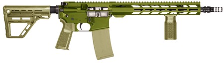[847313025494] Patriot Ordnance Factory 02549 P-15 Base SMU 300 Blackout 30+1 13.75" Black Nitride Match Grade Barrel, Olive Drab Cerakote Aluminum Receiver w/Picatinny Rail, M-LOK Handguard, Amend2 Adjustable OD Gr