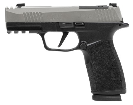 [798681690145] Sig Sauer 365XCA9TCOMP P365 XMacro Compact 9mm Luger 17+1 3.10" Stainless Steel Optic Ready/Serrated Slide, Black Nitron Stainless Steel Frame w/Picatinny Rail, XMacro Polymer Grip, RMSc Footprint
