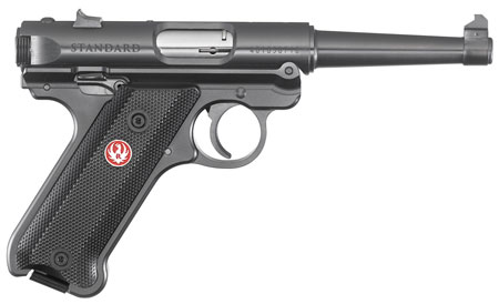 [736676401048] Ruger 40104 Mark IV  22 LR 10+1 4.75" Satin Stainless Tapered Barrel, Blued Steel Slide  &  Aluminum Frame, Checkered Synthetic Grip