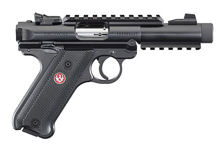 [736676401505] Ruger 40150 Mark IV Tactical 22 LR Caliber with 4.40" Threaded/Picatinny Rail Barrel, 10+1 Capacity, Overall Blued Metal Finish, Checkered Black Polymer Grip  &  Fixed Sights