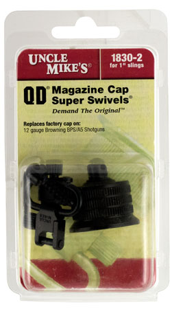 [043699183029] Uncle Mike's 18302 Mag Cap Swivel Set made of Steel with Blued Finish, 1" Loop Size  &  Quick Detach Style for 12 Gauge Browning BPS, A5 Includes Two Super Swivels