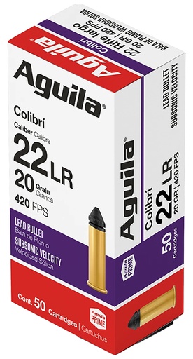 [640420001265] Aguila 1B220337 Colibri Rimfire 22LR 20gr Lead 50 Per Box/20 Case
