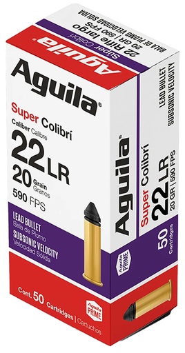 [640420001289] Aguila 1B220339 Super Colibri Rimfire 22LR 20gr Subsonic Lead 50 Per Box/20 Case