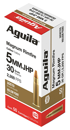 [640420012322] Aguila 1B222405   5mm Rem Mag 30gr Semi Jacketed Hollow Point 50 Per Box/20 Case