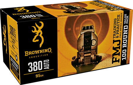 [020892224346] Browning Ammo B191803804 FMJ Value Pack 380ACP 95gr Full Metal Jacket 100 Per Box/5 Case