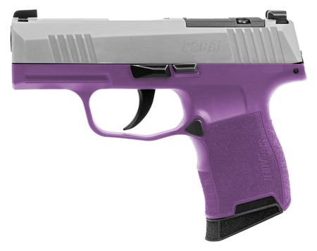 [798681749171] Sig Sauer 365-9-TXR3-PR P365 Purple Rain 9mm Luger 10+1 3.10" Black DLC Barrel, Stainless Steel Optic Ready/Serrated Slide, Purple Cerakote Stainless Steel Frame w/Accessory Rail, Polymer Grip, SIG-LO