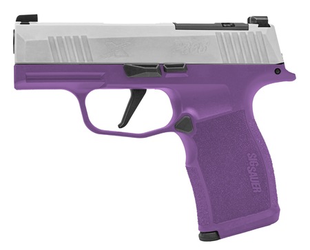 [798681749188] Sig Sauer 365X-9-TXR3-PR P365 XSeries Purple Rain 9mm Luger 12+1 3.10" Black DLC Barrel, Stainless Steel Optic Ready/Serrated Slide, Purple Cerakote Stainless Steel Frame w/Accessory Rail, Polymer Gri