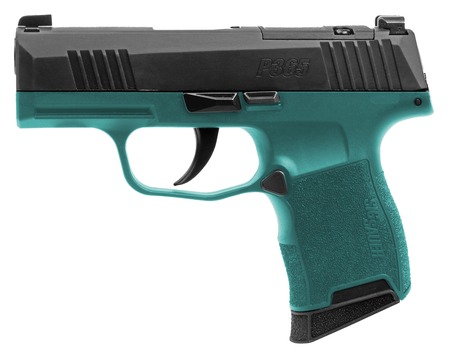 [798681749157] Sig Sauer 365-9-BXR3-BB P365 Bama Breeze 9mm Luger 10+1 3.10" Black DLC Barrel, Black Nitron Stainless Steel Optic Ready/Serrated Slide, Teal Cerakote Stainless Steel Frame w/Accessory Rail, Polymer G