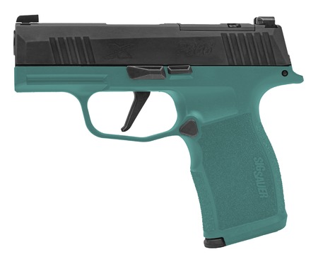 [798681749164] Sig Sauer 365X-9-BXR3-BB P365X Bama Breeze 9mm Luger 12+1 3.10" Black DLC Barrel, Black Nitron Stainless Steel Optic Ready/Serrated Slide, Teal Cerakote Stainless Steel Frame w/Accessory Rail, Polymer