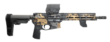 [199874475660] Cnc Firearms CNCDDMCG Daniel Defense DDM4 V7P Sports South Exclusive 5.56 NATO 30+1 10.30" Black Phosphate Threaded Barrel, Gold Multicam Aluminum Receiver w/Picatinny Rail, SBA3 Pistol Stabilizing Br