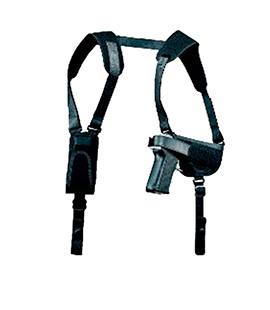 [043699771608] Uncle Mike's 77160 Pro-Pak Horizontal Shoulder Holster Shoulder Size 16 Black Nylon Harness Fits Med/Large Semi Autos Fits 3.25-3.75" Barrel Right Hand