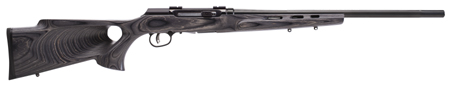[011356470058] Savage Arms 47005 A17 Target Full Size 17 HMR 10+1 22" Black Heavy Fluted Barrel, High Luster Drilled  &  Tapped Carbon Steel Receiver, Satin Gray Thumbhole Laminate Stock, Right Hand